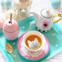 5 Kawai Cat Shaped Tea Bags, Tea Gifts For Cat Lovers, Kitty head bag, Birthday