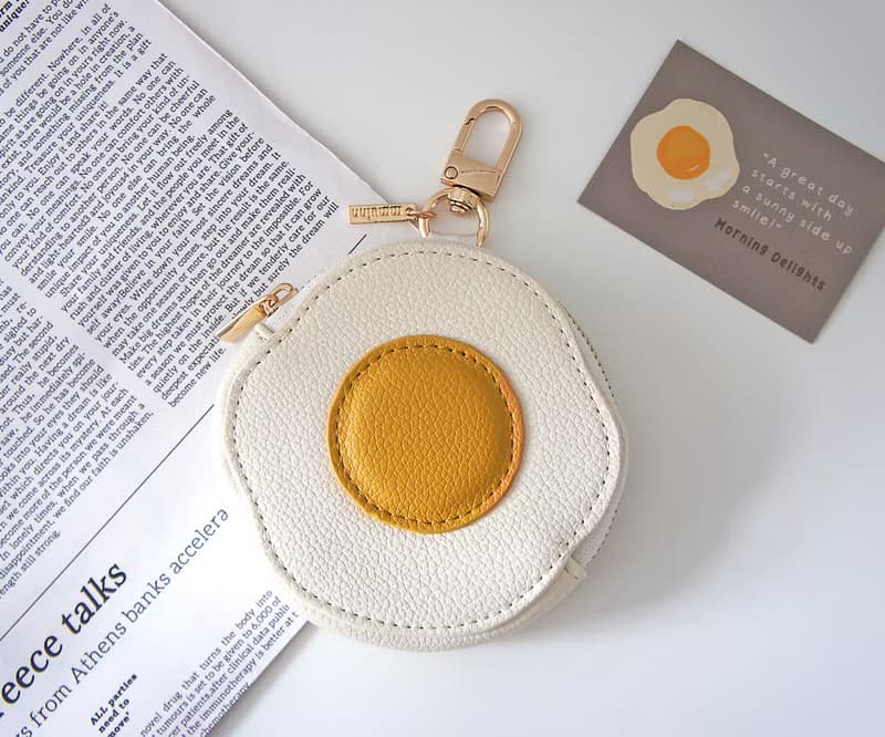 荷包蛋皮革造型零錢包 | 掛飾