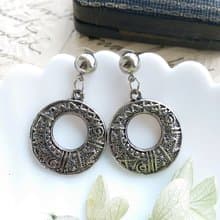 Vintage Jewelry 西洋古董飾品 銀色調 經典環圈 針式耳環
