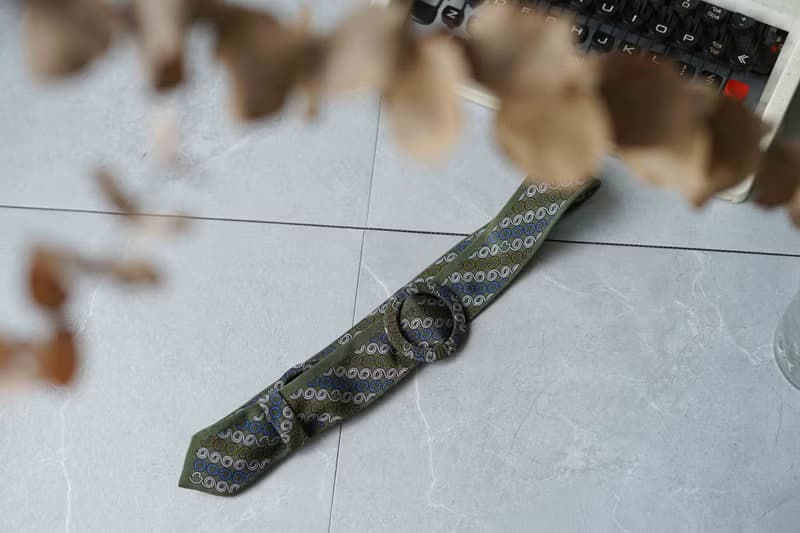 古董領帶改製腰帶-mila schon100%silk-森林浴-綠-腰帶髮箍