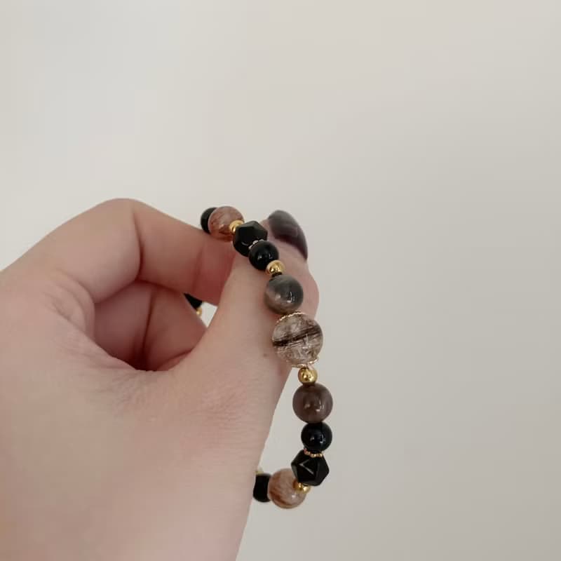 Mimis設計款 暮影燦金  胎毛水晶手鍊