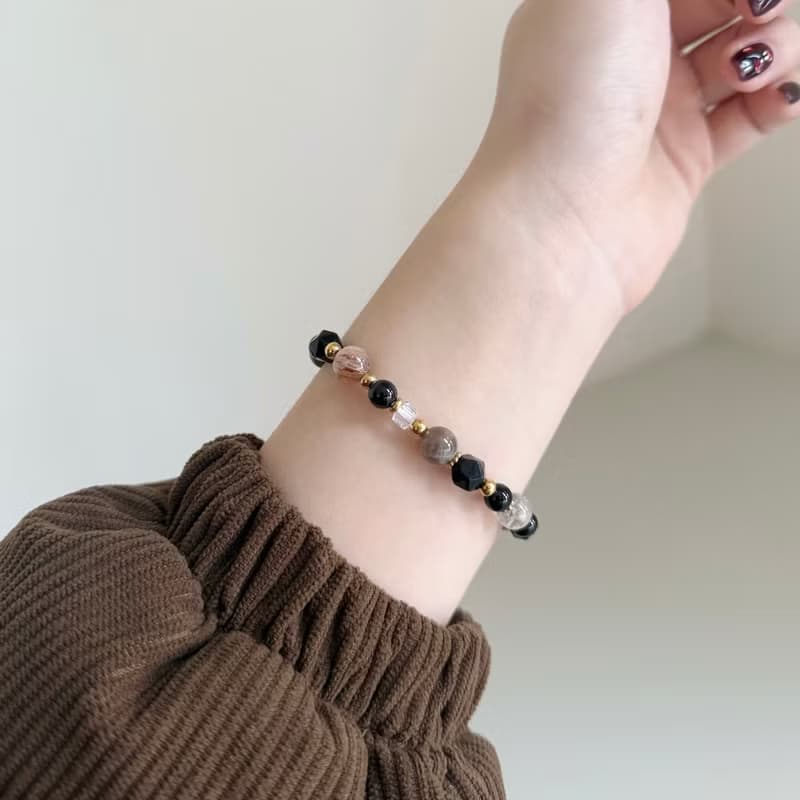 Mimis設計款 暮影燦金  胎毛水晶手鍊