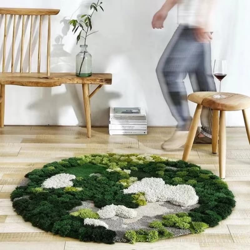 北歐風 手作 紐西蘭羊毛地毯 森林苔蘚 客廳臥室 床邊墊 家居裝飾