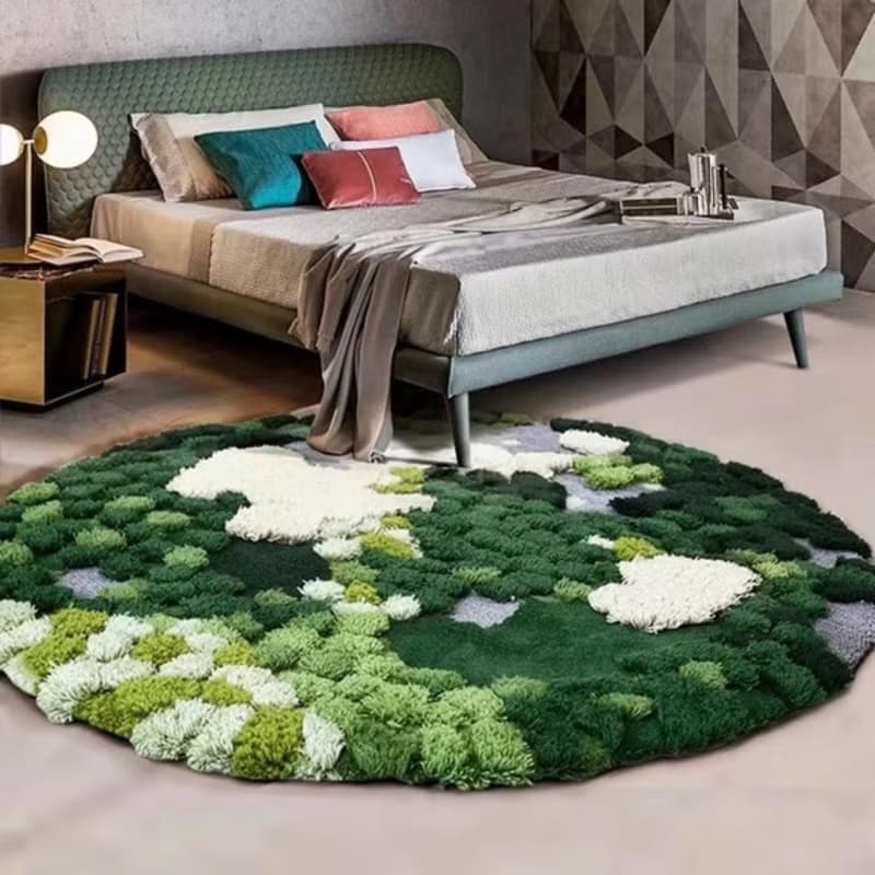 北歐風 手作 紐西蘭羊毛地毯 森林苔蘚 客廳臥室 床邊墊 家居裝飾