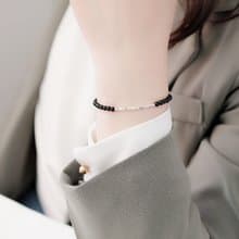 黑瑪瑙榮耀純銀手鍊 能量水晶 銀碎石 護身招貴人 女生聖誕禮物