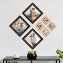 Custom puzzle photo frame collage Diamond wooden picture frame set Square frames