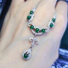 母親節超值|貴氣宮廷鳶尾花|A貨翡翠冰綠多顆蛋面純銀豪鑲項