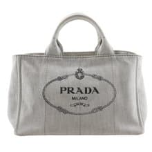 【日本直送】プラダ PRADA カナパ ハンドバッグ 三角ロゴプレート 1BG439  デニム ライトグレー レディース【中古】