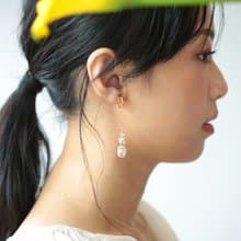 春之頌 珍珠長耳環│紅寶石 天然粉花瓣珍珠 14KGF  2023年款式