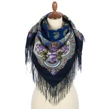 Authentic Pavlovo Posad Russian Shawl Scarf Soft 100% Wool 89x89 cm 1843-14