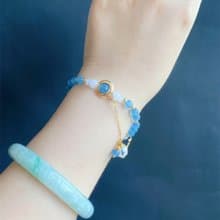 天然緬甸玉 翡翠 海藍寶 氣質 設計款 手鍊 禮物 天然石