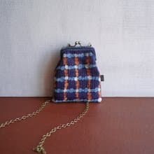 小廢包 藍波格子繡花口金包 零錢包
