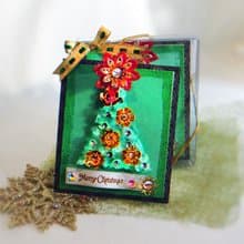 水晶聖誕樹花卡片 手工卡片 禮盒 (聖誕卡、萬用卡)