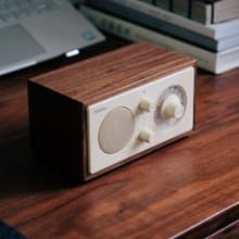 實木無線 藍芽音箱 高音質 桌面音響 復古收音機 黑胡桃木禮