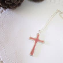 時尚十字架琺瑯銀墜 項鍊 女款 雙面配戴 情人節禮物