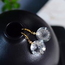 純天然白水晶切面鳥巢耳墜 高冰起熒光 底色潔白均勻 晶體通透