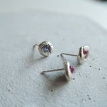 925純銀 原礦 彩色 藍寶石 尖晶石 熔岩 耳環 耳夾  免費送禮包裝