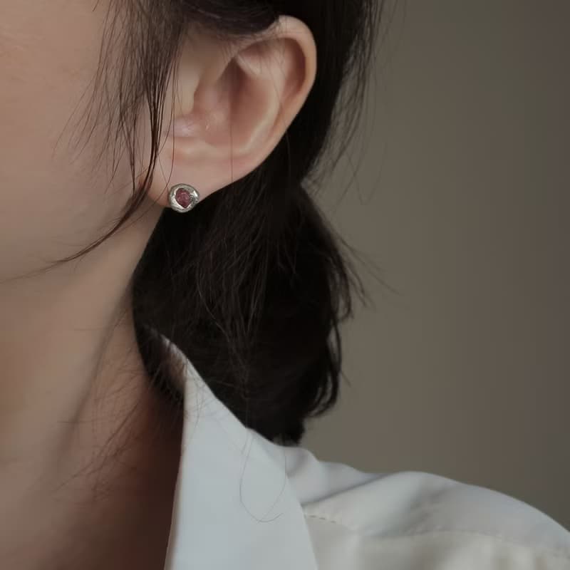 925純銀 原礦 彩色 藍寶石 尖晶石 熔岩 耳環 耳夾  免費送禮包裝