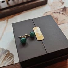 天然綠玉髓國風耳環耳墜禮盒裝