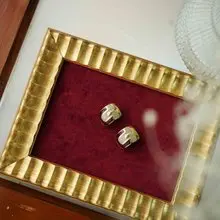 日本雜貨-普普風格色塊橢圓形琺瑯古董夾式耳環