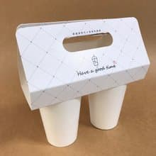 | 餐飲外帶裝家 |  二杯飲料外帶提卡-白卡點點版 600pcs/箱