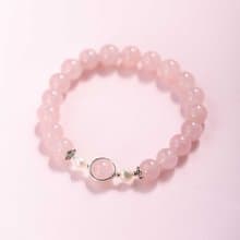 粉水晶珍珠925純銀手鍊 | 天然水晶手鍊禮物