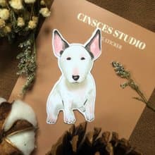 手繪牛頭梗插畫  防水貼紙 筆電 行李箱貼 水壺貼紙 貼紙