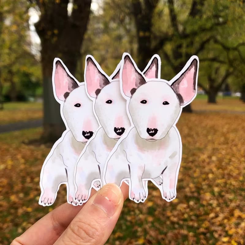 手繪牛頭梗插畫  防水貼紙 筆電 行李箱貼 水壺貼紙 貼紙