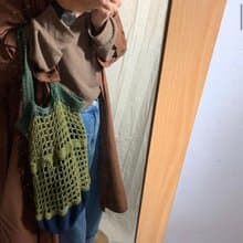 手工創作_小圓編織提袋_藍/綠