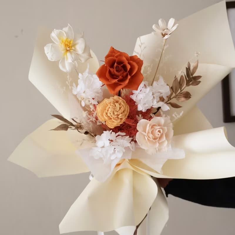 情人節玫瑰花束 陽光橙色 擴香花束 生日 週年禮物