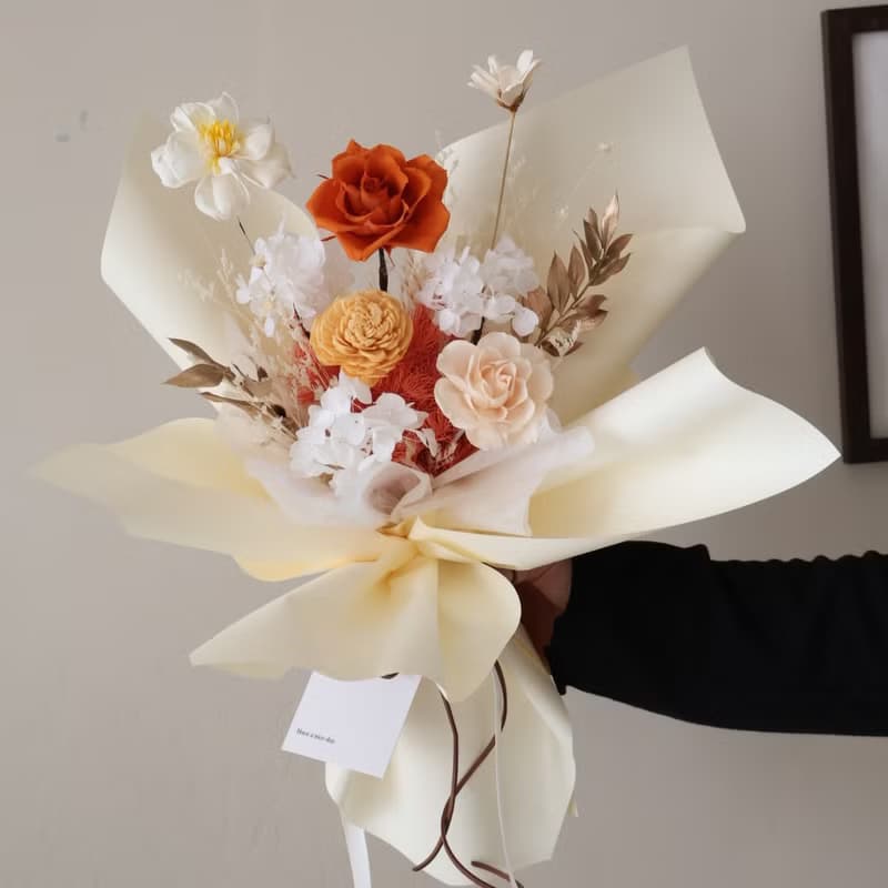 情人節玫瑰花束 陽光橙色 擴香花束 生日 週年禮物