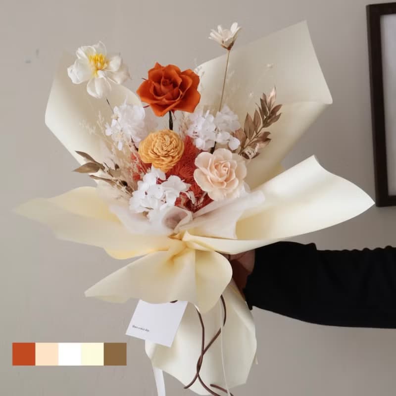 情人節玫瑰花束 陽光橙色 擴香花束 生日 週年禮物