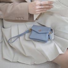Melo (Powder Blue) : Short wallet, Cow Leather wallet, Soft cowhide, mini purse