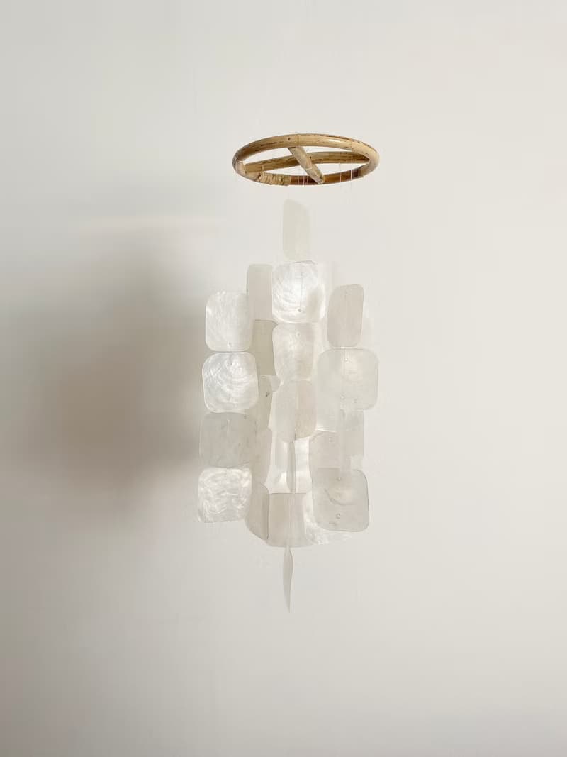 DIY-KIT | Polish Restr._White(S) Suare | Capiz Shell Wind Chime Mobile | #0-336