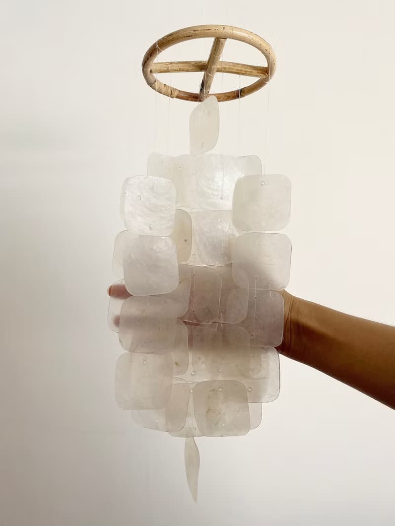 DIY-KIT | Polish Restr._White(S) Suare | Capiz Shell Wind Chime Mobile | #0-336