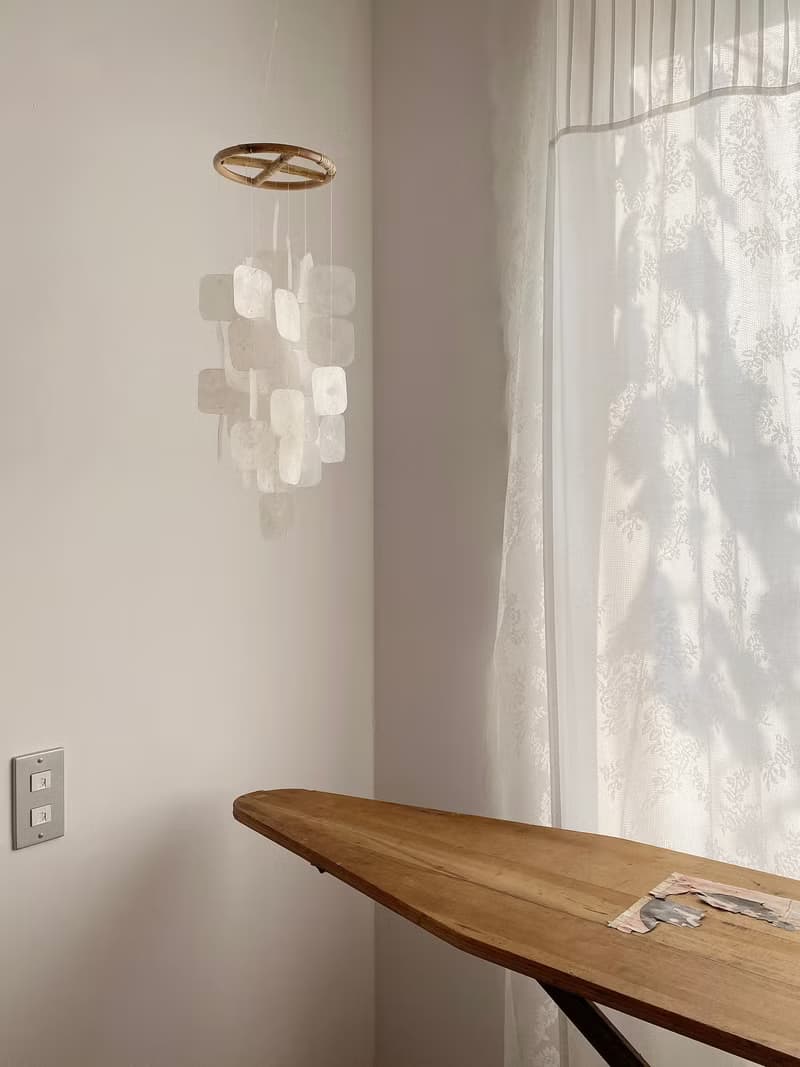 DIY-KIT | Polish Restr._White(S) Suare | Capiz Shell Wind Chime Mobile | #0-336