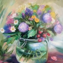 Wild Flowers Painting Flower Original Art Canvas Still life Oil Artwork Bouquet