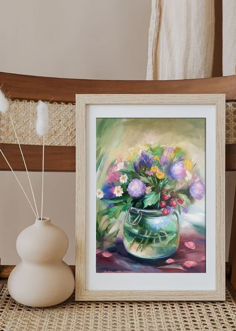 Wild Flowers Painting Flower Original Art Canvas Still life Oil Artwork Bouquet