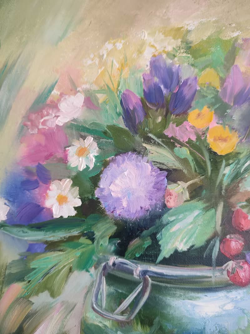 Wild Flowers Painting Flower Original Art Canvas Still life Oil Artwork Bouquet