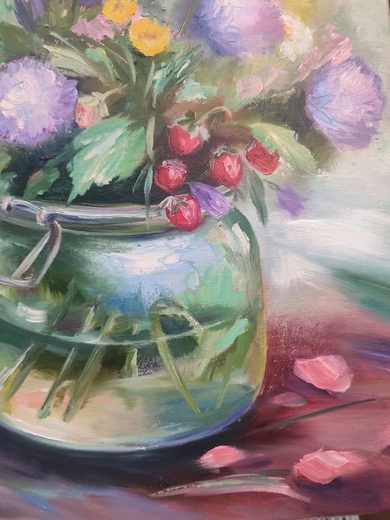 Wild Flowers Painting Flower Original Art Canvas Still life Oil Artwork Bouquet