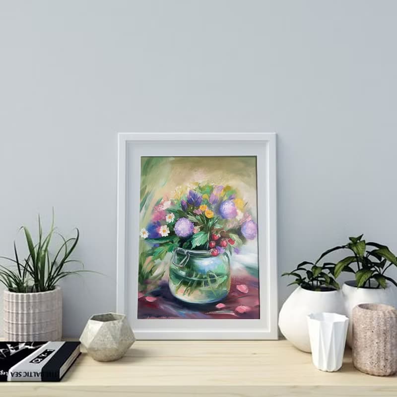 Wild Flowers Painting Flower Original Art Canvas Still life Oil Artwork Bouquet