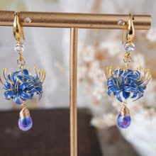 【藍色彼岸花】手工原創 耳飾 銅線樹脂 婚禮 禮物 新年禮物