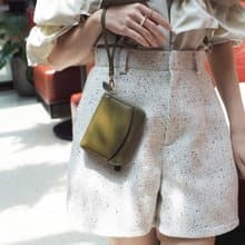 Charm (Hojicha) : Medium Zip Wallet, Short wallet, Cow Leather, Olive green