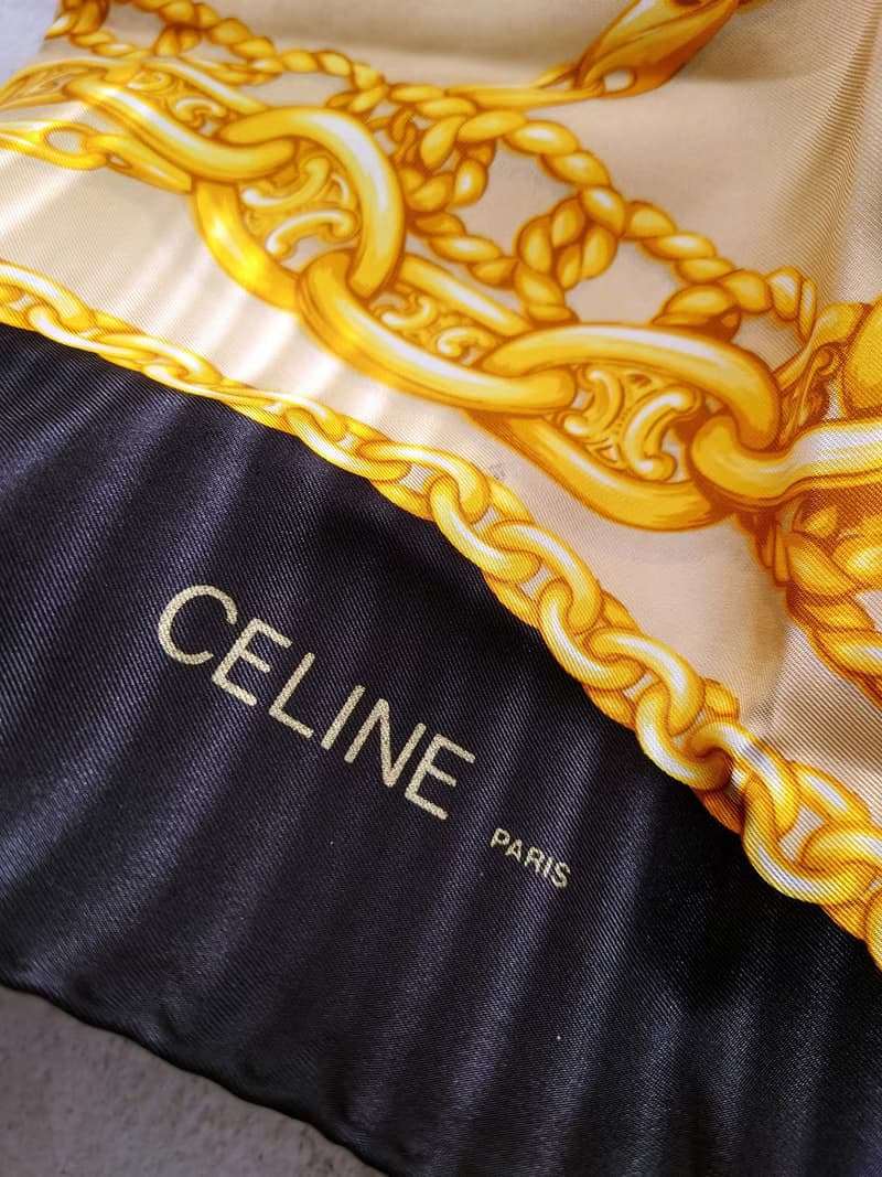 中古連盒 CELINE 星球凱旋門鏈條絲巾頸巾圍巾領巾圍脖披肩蓋毯