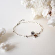 簡約抽像枝葉造形電氣石吊墜配925銀手鍊 // 碧璽 // 十月份生日