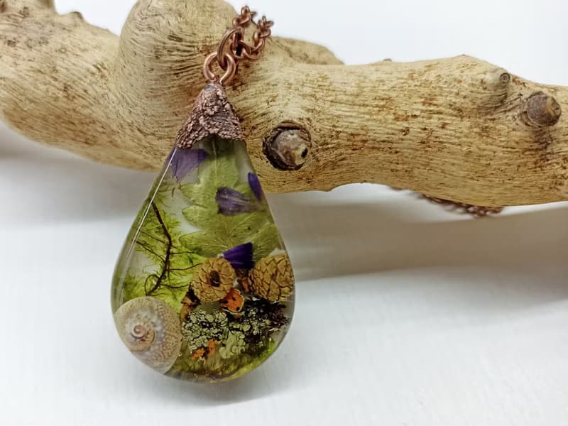 項鍊 樹脂 生日禮物 乾花 Rain Forest resin necklace Dried flowers necklace