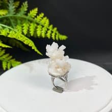 白水晶活口戒指 星光閃片隨形晶簇原石礦物標本手工指環 S925銀