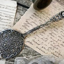 德國Vintage浮雕玫瑰花柄鍍銀蛋糕鏟