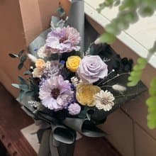 畢業花束 畢業禮物 生日花束 乾燥向日葵 太陽花 紫色花束 乾燥花