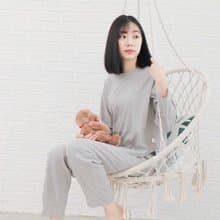 UMORFIL膠原蛋白長袖居家服-麻花灰